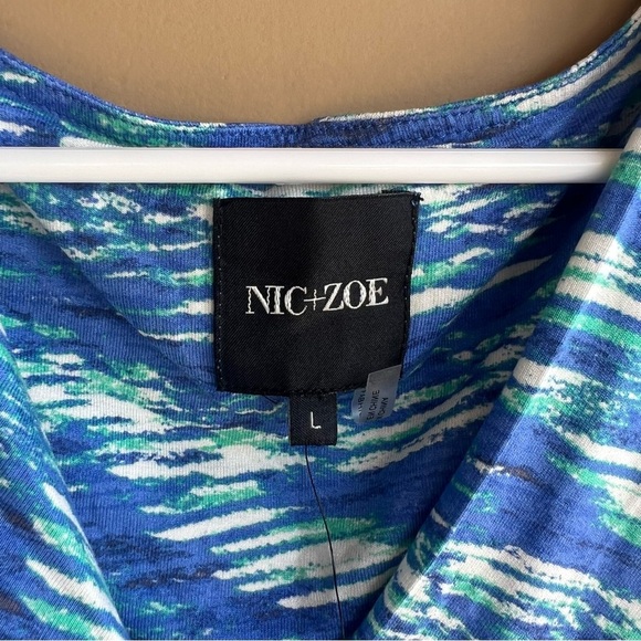 NIC+ZOE Women’s Sleeveless V-Neck Wrap Twist Blue Multicolor Top Size L NWT - Picture 3 of 6
